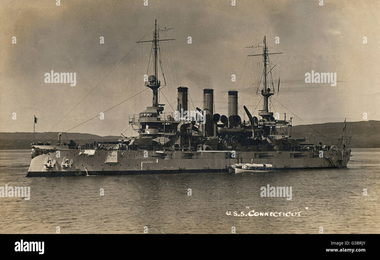 USS Connecticut, acorazado americano Foto de stock