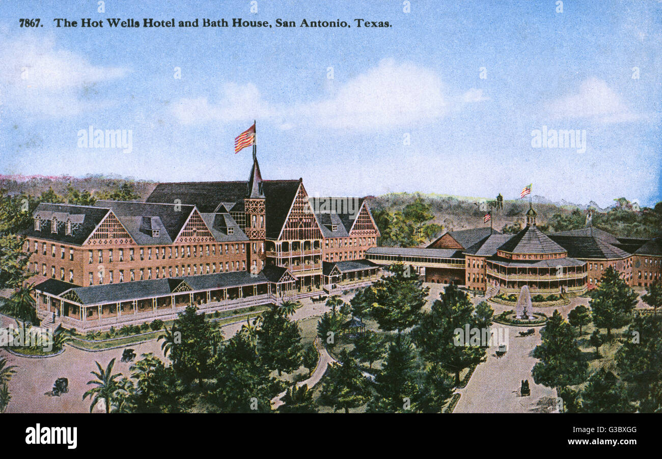 Hot Wells Hotel and Bath House, San Antonio, Texas, Estados Unidos Foto de stock