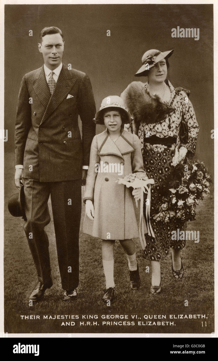 Rey Jorge VI, Reina Isabel y Princesa Isabel Foto de stock