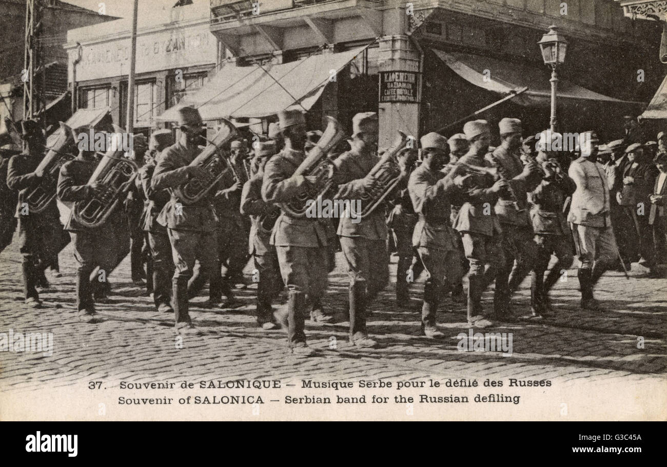 WW1 - Tesalónica, Grecia - Banda serbia Foto de stock