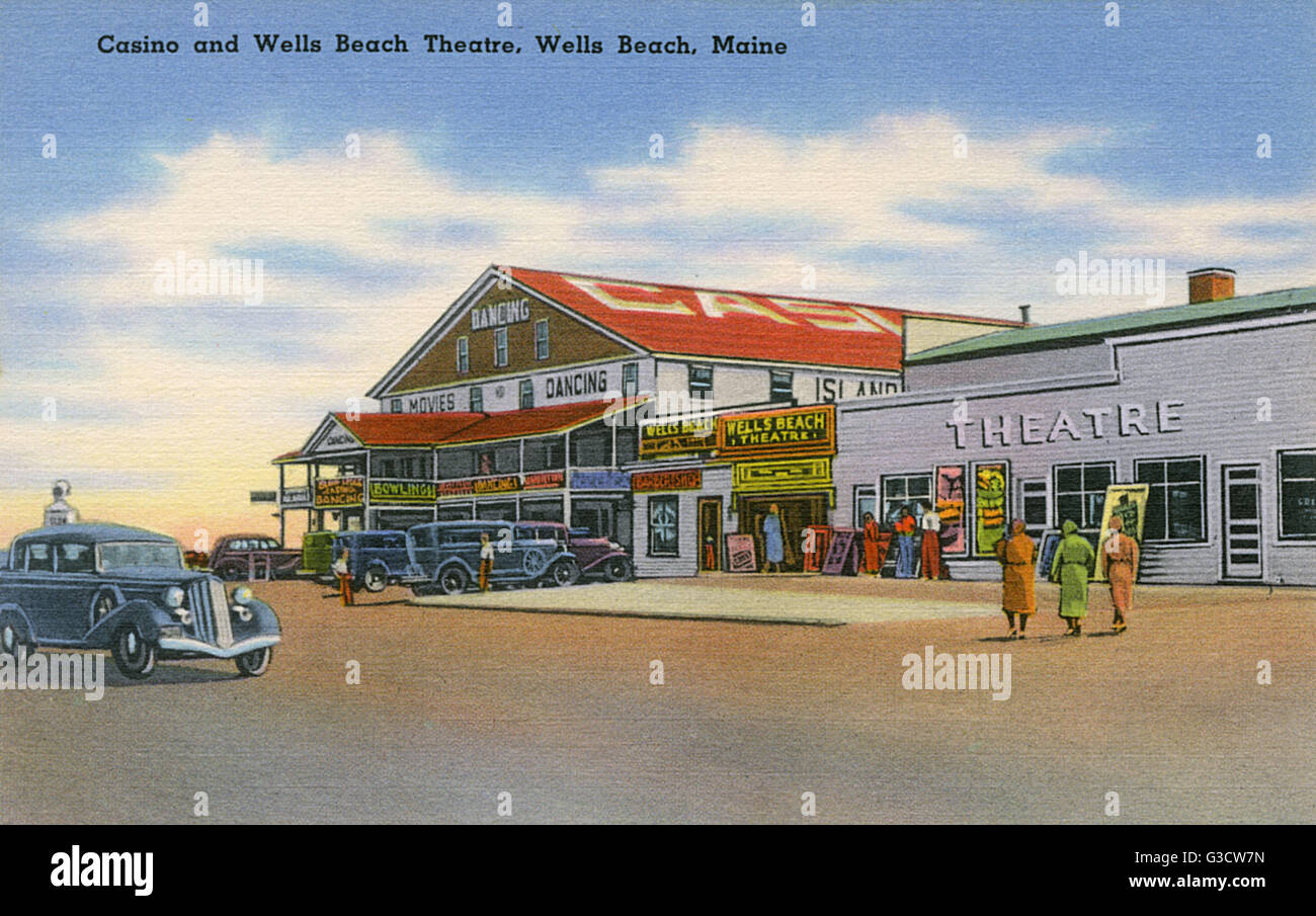 Casino y Teatro Wells Beach, Wells Beach, Maine, Estados Unidos Foto de stock