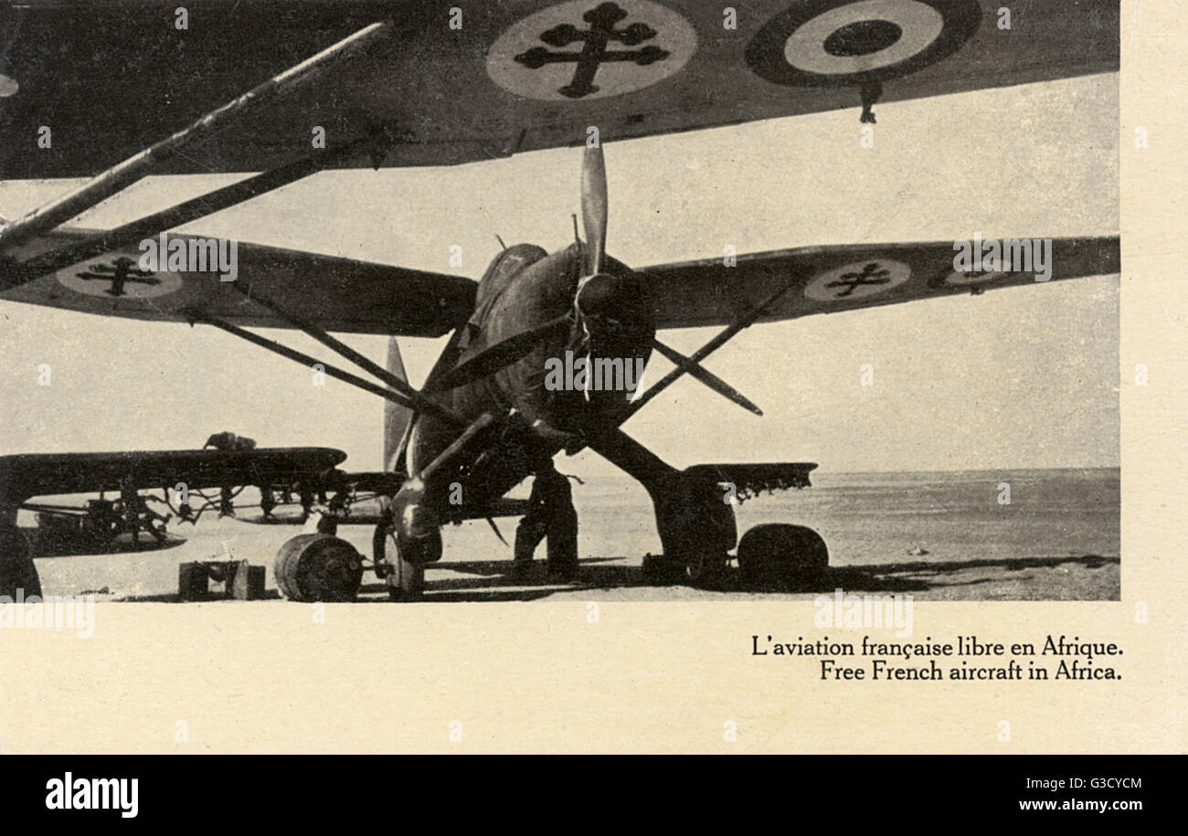 WW2 - Avión de la Fuerza Aérea Francesa Libre en África Foto de stock