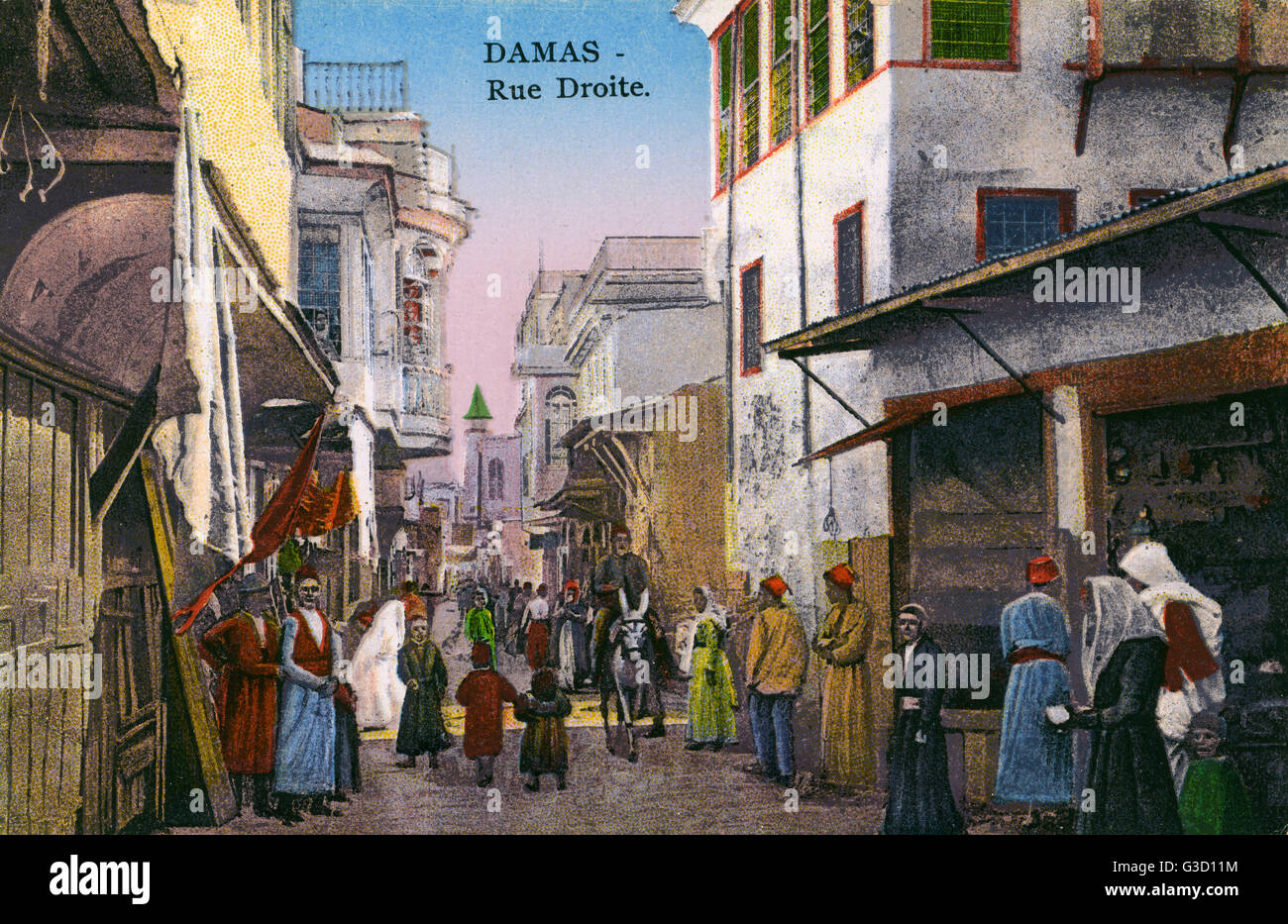 Damasco, Siria - El Camino Recto / Calle Fecha: circa 1910s Foto de stock