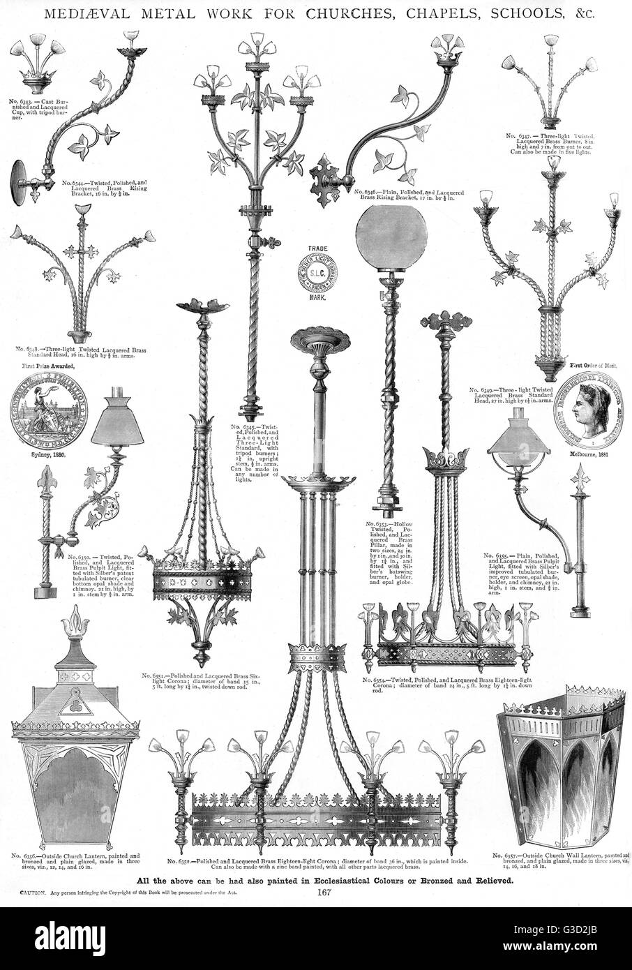 Metalurgia medieval para iglesias, capillas, escuelas, Placa 167 Foto de stock