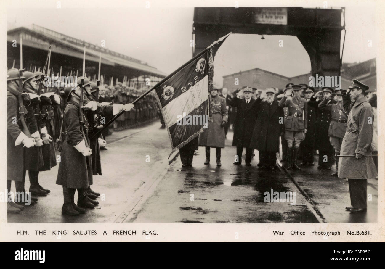 WW2 - Su Majestad el Rey Jorge VI visita la BEF, diciembre de 1939 Foto de stock