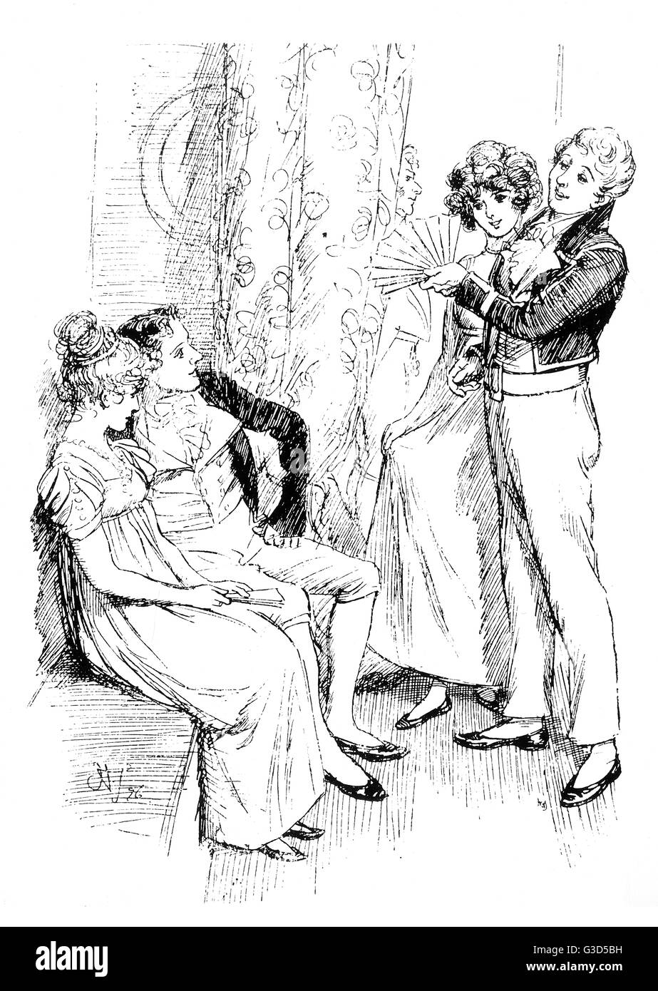 Fanny Price sentado con el Sr. Henry Crawford: Primera fecha de publicación: 1814 Foto de stock