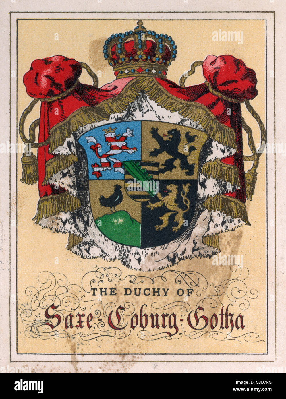 El escudo de armas del Ducado de Saxe Coburgo Gotha Fecha: circa 1900 Foto de stock