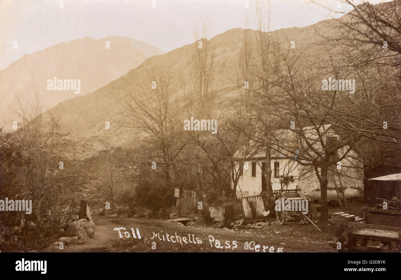 Toll House, Mitchell's (o Michell) pase, cerca de la ciudad de Ceres, la  colonia del Cabo, Sudáfrica. Fecha: circa 1908 Fotografía de stock - Alamy