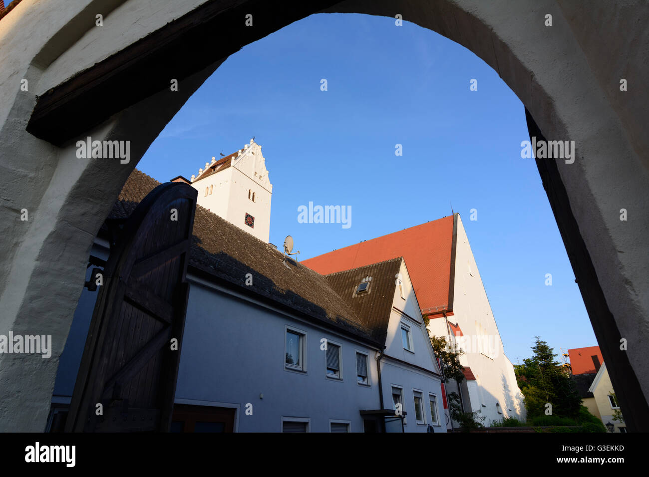 Iglesia Evangélica Luterana de St. Veit, Alemania, Bayern, Baviera, el Schwaben, suabia, Leipheim Foto de stock