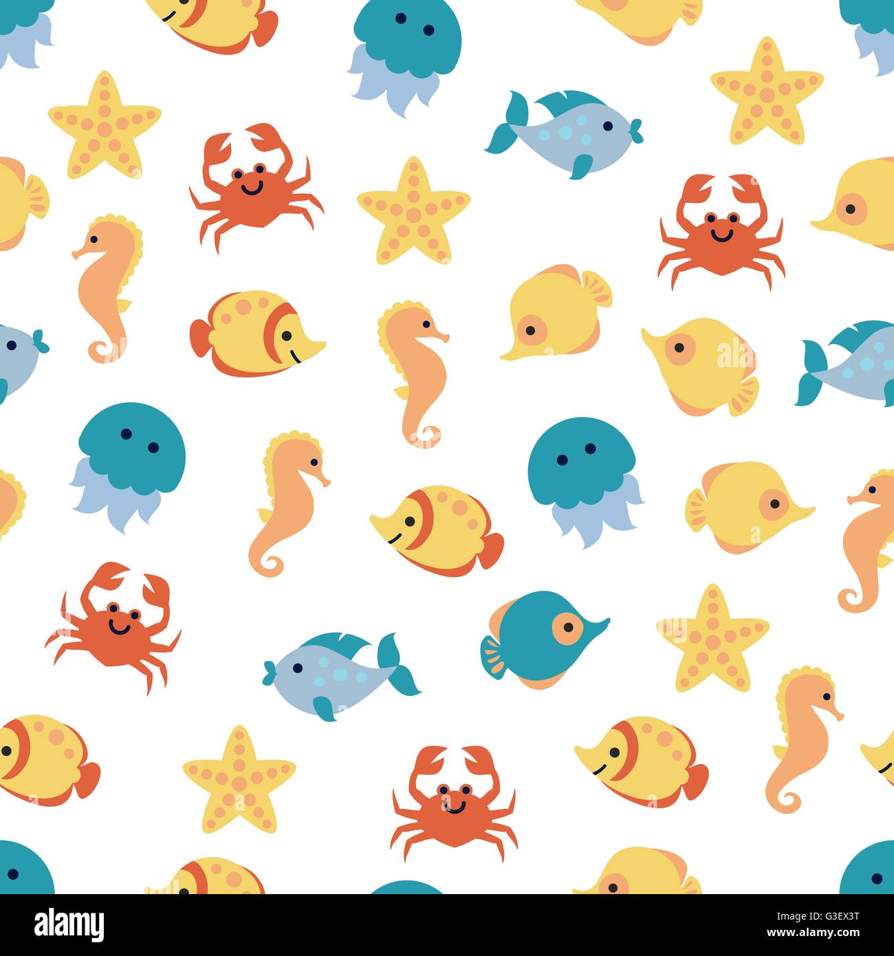 Patrón sin fisuras con animales marinos dibujos animados sobre fondo blanco Imagen Vector de stock - Alamy Patrón sin fisuras con animales marinos dibujos animados sobre fondo blanco Imagen Vector de stock - Alamy
