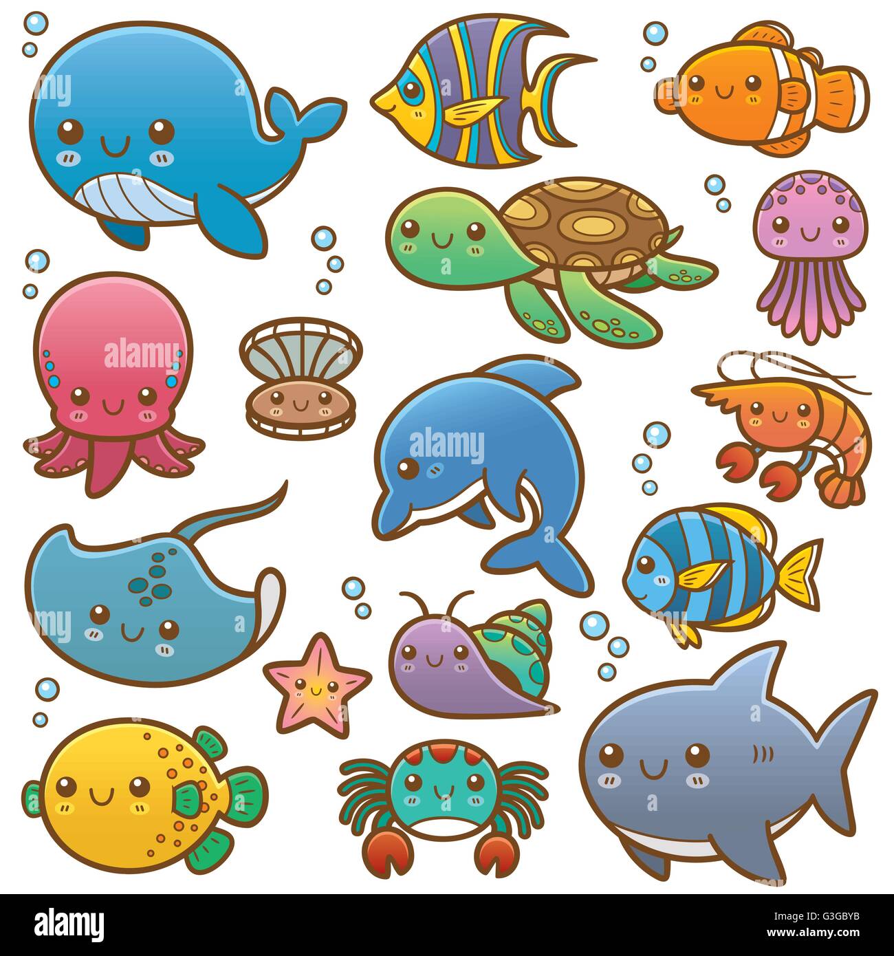 Animales marinos cartoon - Vector  Caricaturas de animales, Mar animado, Animales  marinos