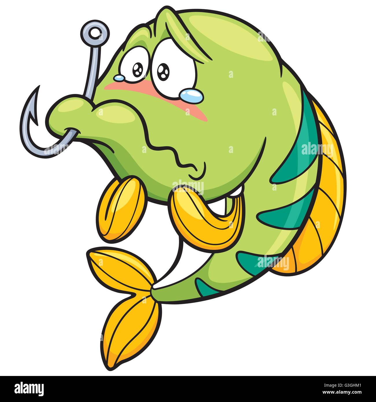 Ilustración vectorial de pescado con anzuelo Imagen Vector de stock - Alamy