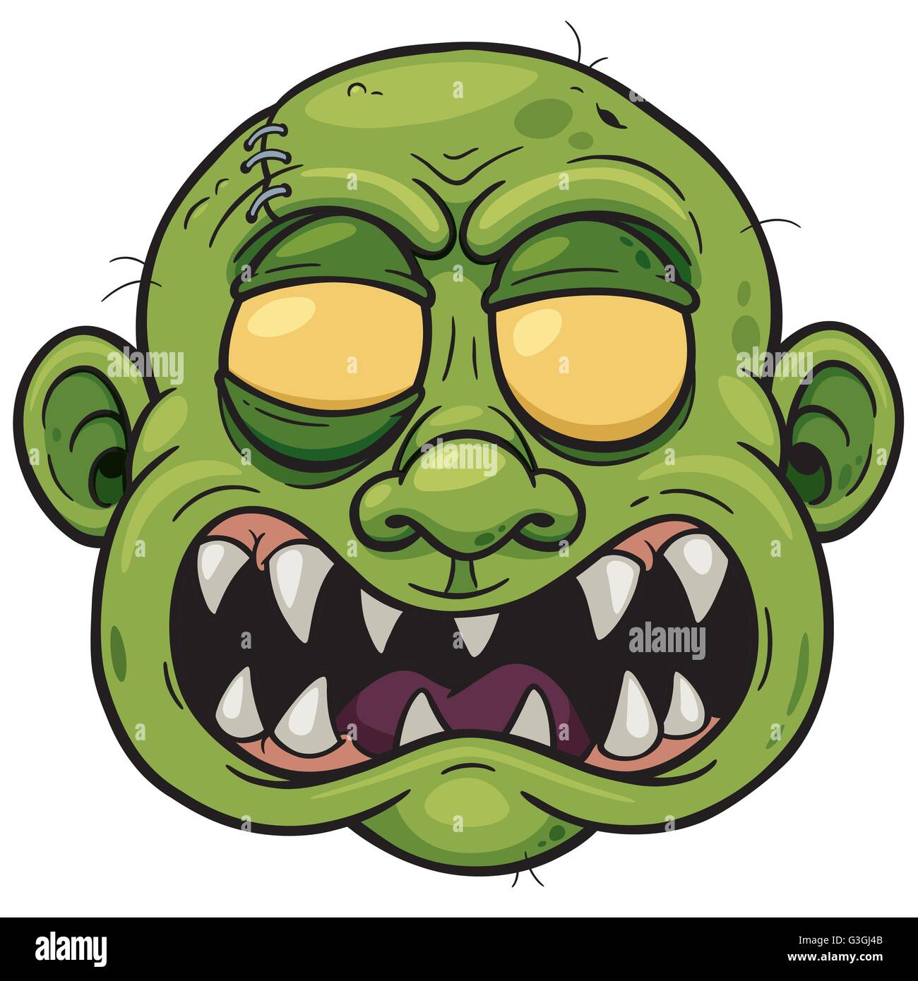 Ilustración vectorial de dibujos animados cara Zombie Imagen Vector de  stock - Alamy