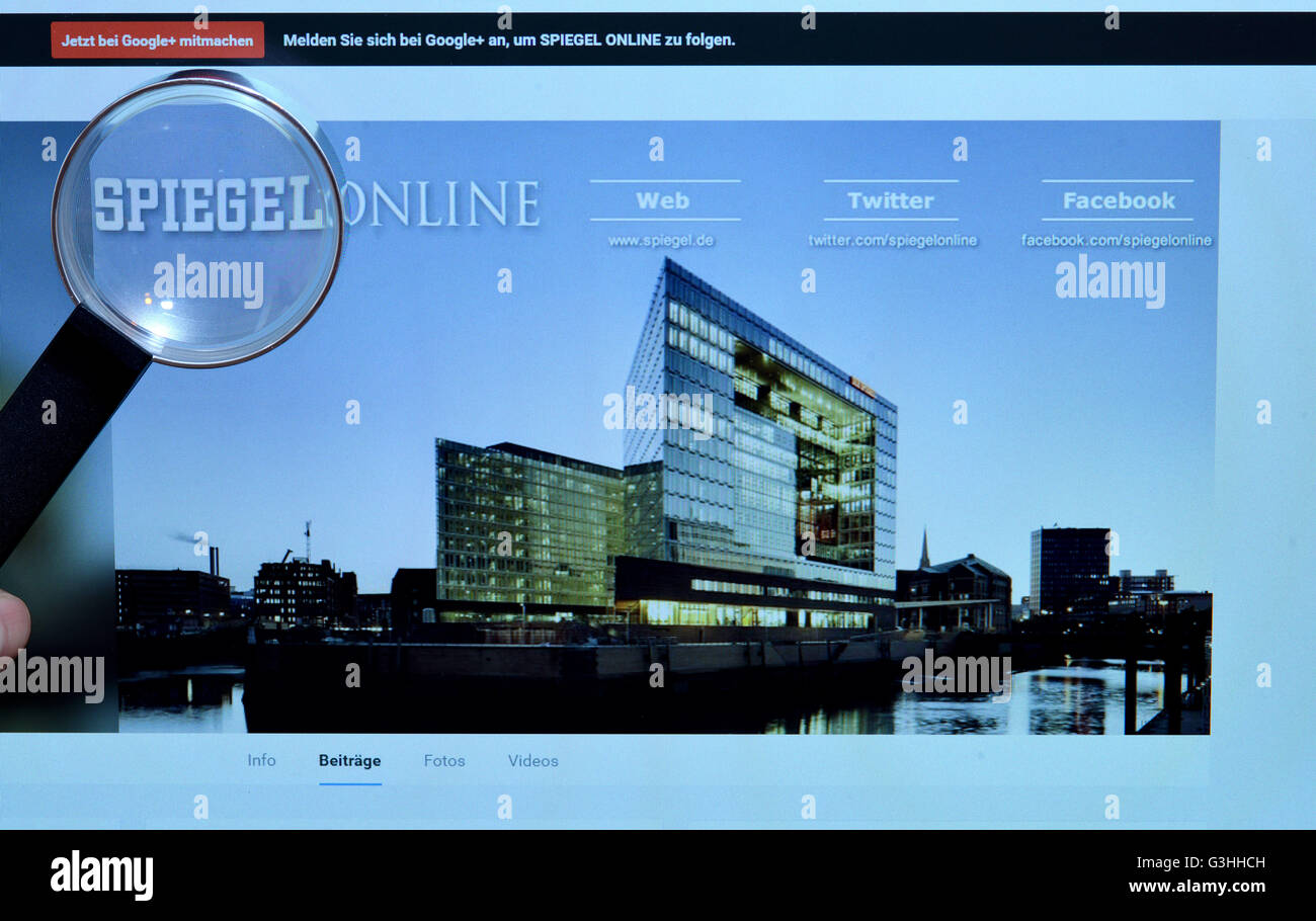 Bildschirm, Internet, Lupe, spiegel.de, Spiegel online Foto de stock