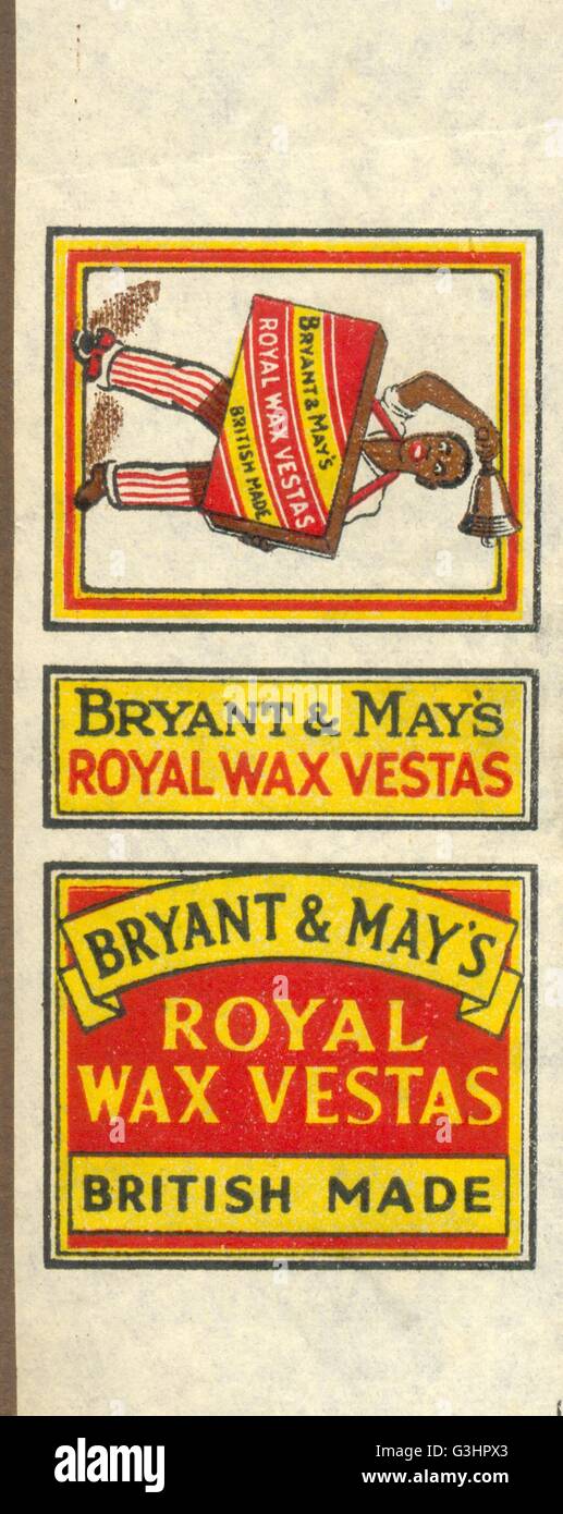 Etiqueta del cuadro de Match para Bryant & May's Royal Cera Vestas Foto de stock