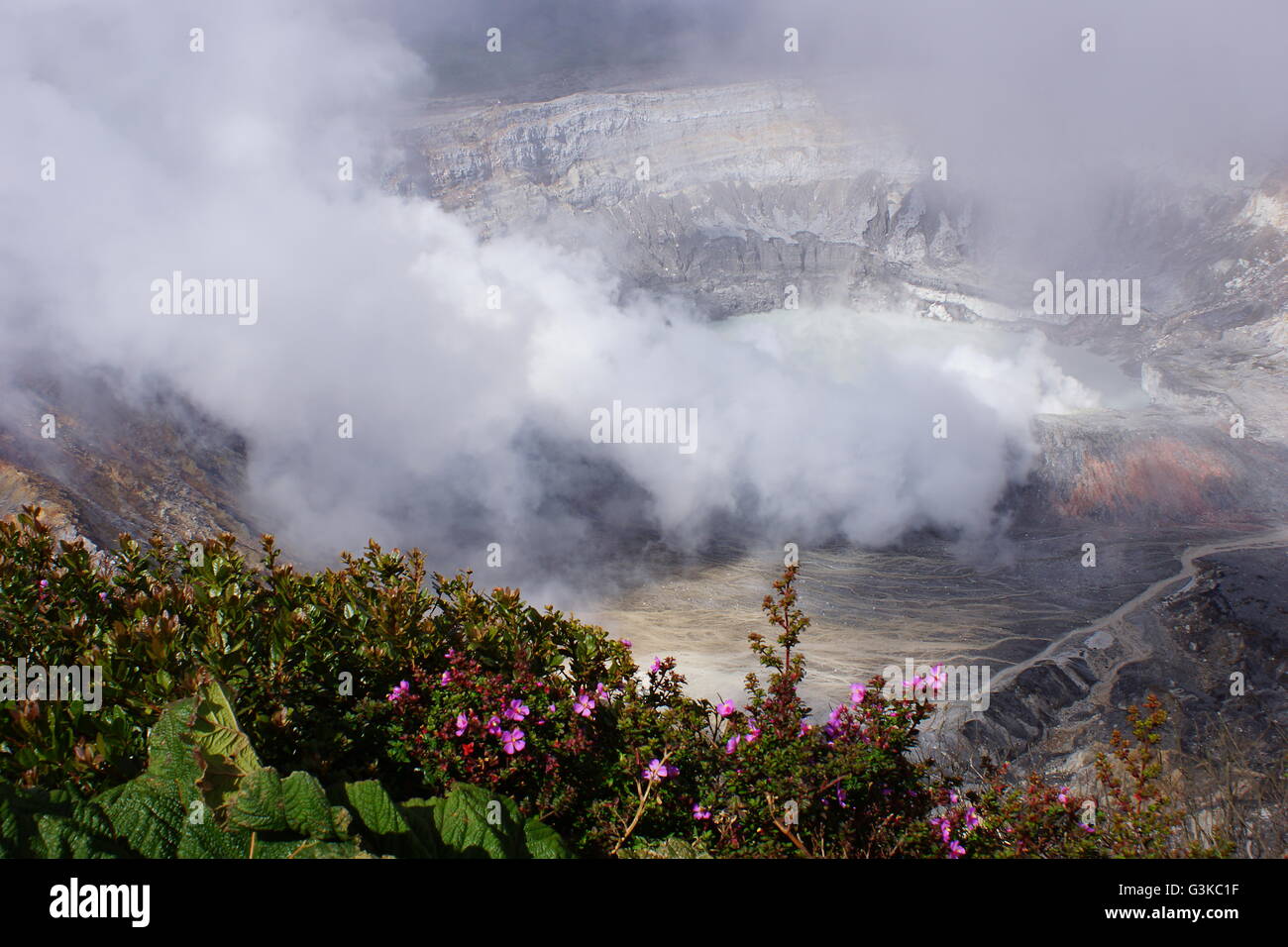 Volcán Poas en Costa Rica Foto de stock