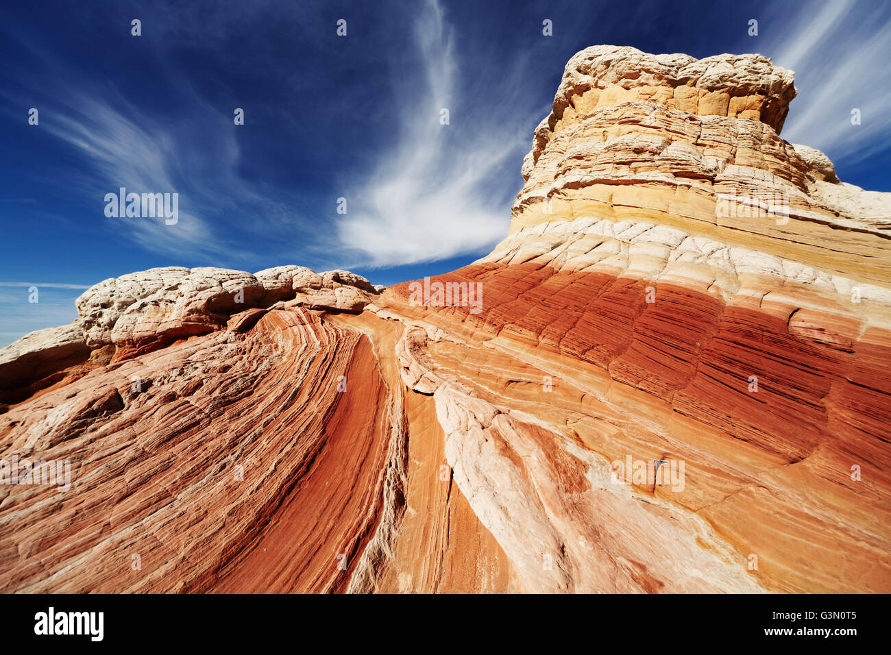 Bolsillo blanco formaciones rocosas, Vermilion Cliffs National Monument, Arizona, EE.UU. Foto de stock