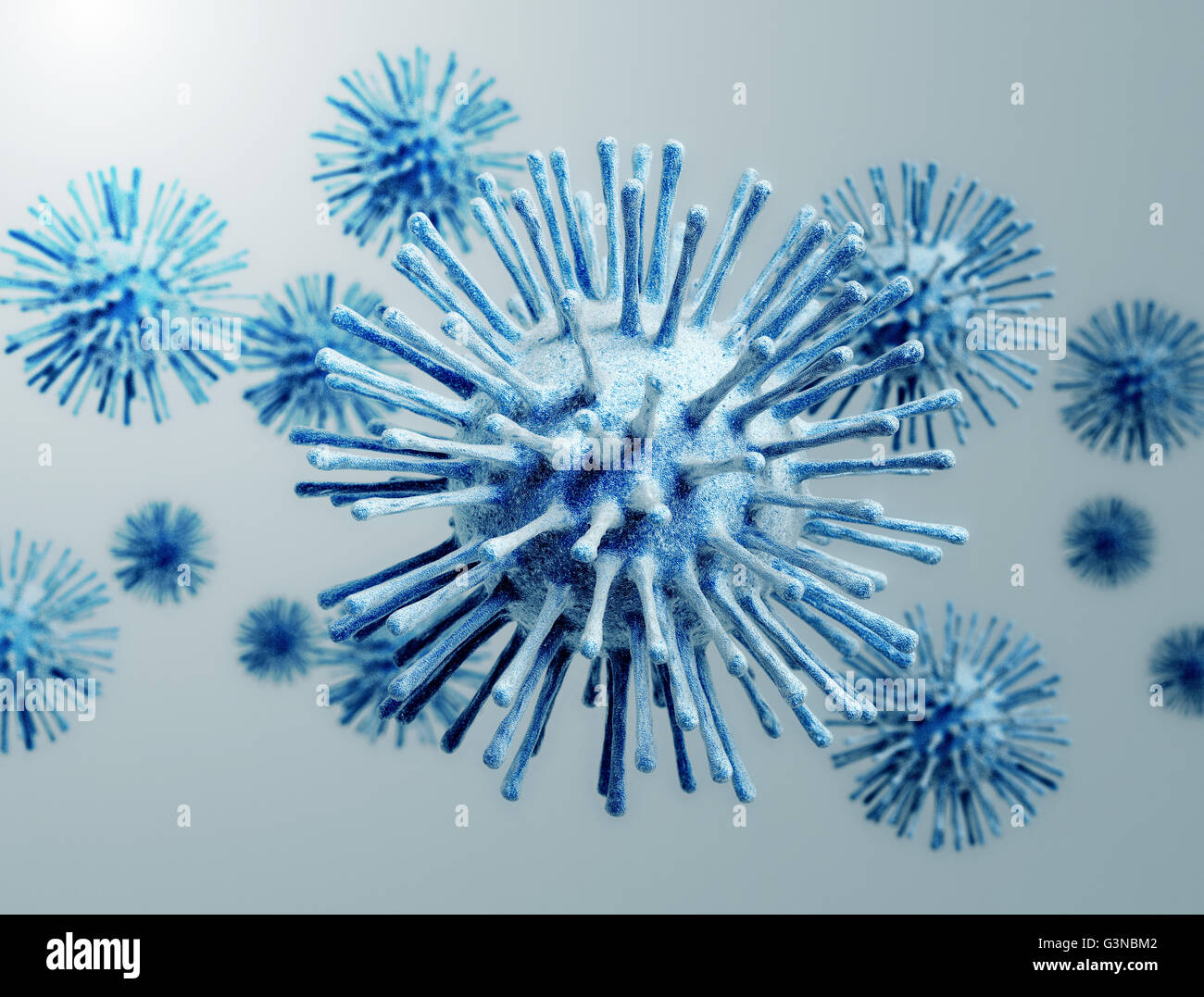 Ilustración de las células del virus de la gripe. Foto de stock