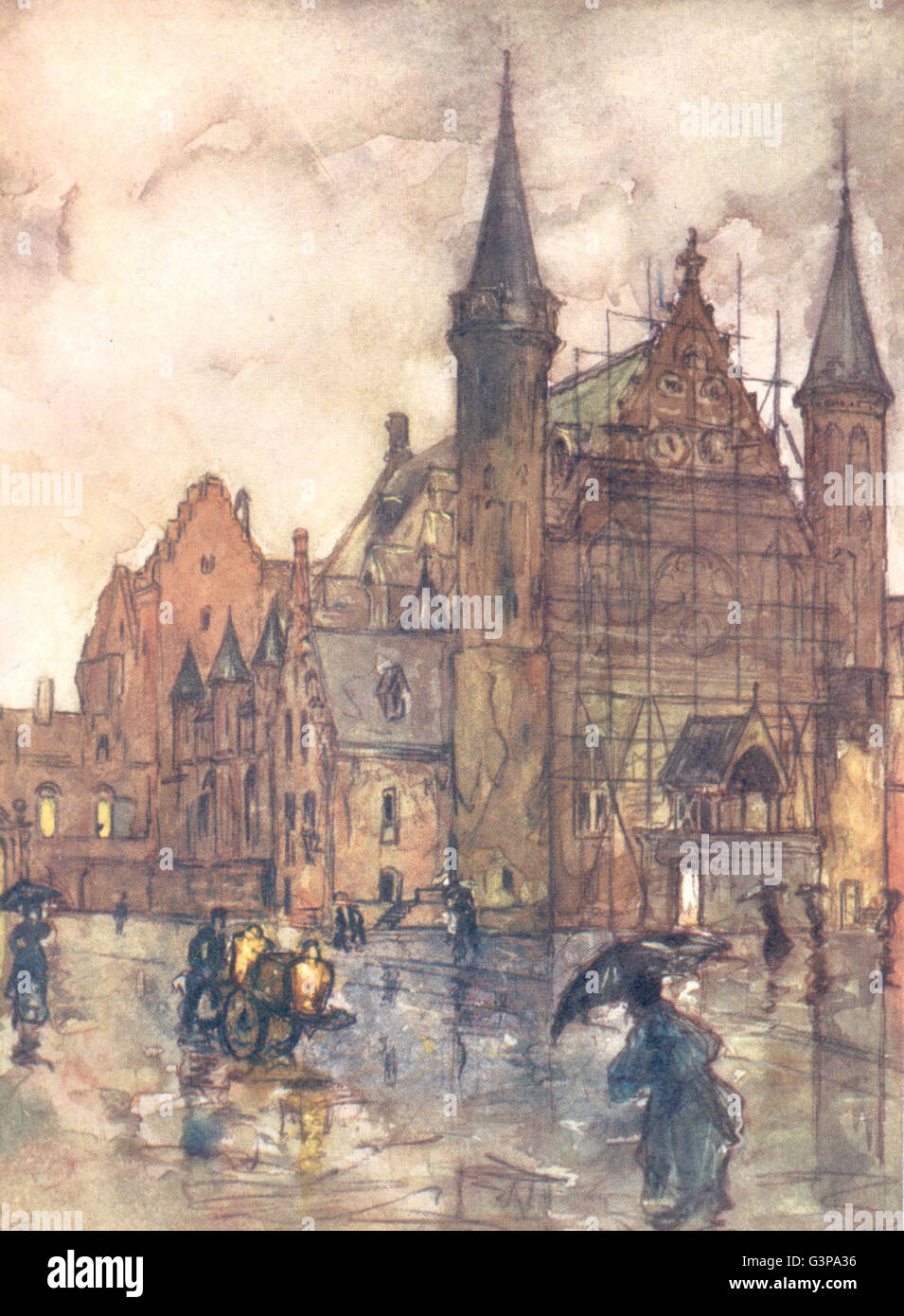 Países Bajos: Holanda del Sur: el Binnenhof, en La Haya, grabado antiguo 1904 Foto de stock
