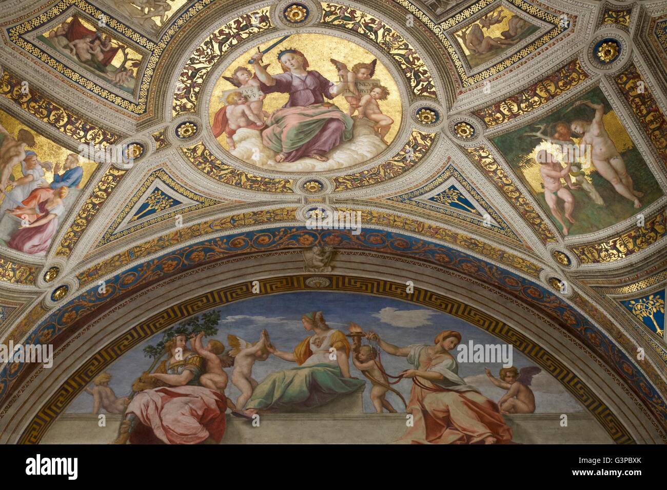 Habitación de la firma, Rafael Salas, Palacio Apostólico, los Museos del Vaticano, Roma, Italia Foto de stock