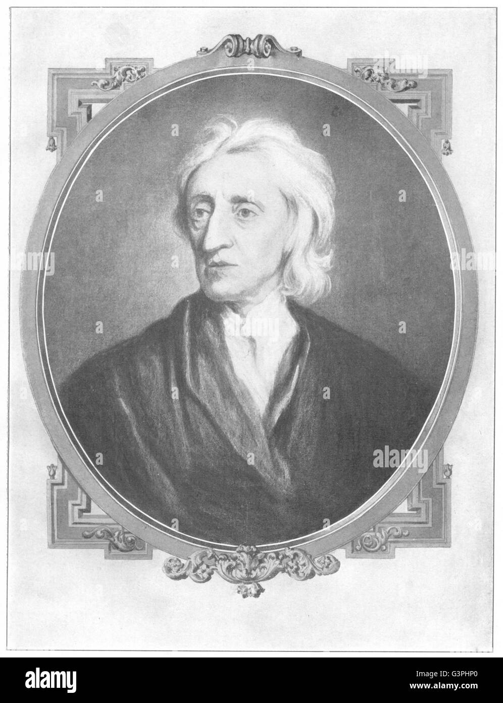 Filosofía: John Locke, grabado antiguo 1907 Foto de stock
