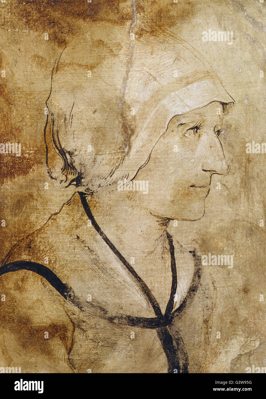 Holbein - Retrato de una esposa de un albañil desconocido Foto de stock