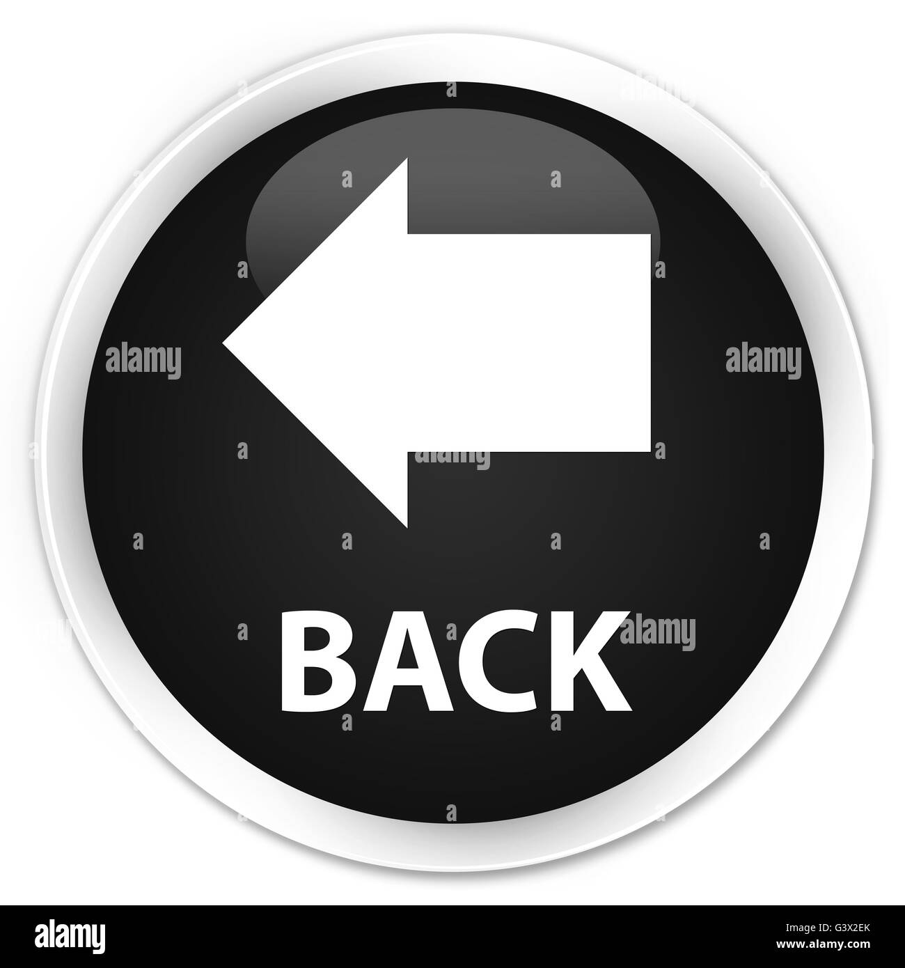 Volver aislado de botón redondo negro premium Resumen ilustración Foto de stock