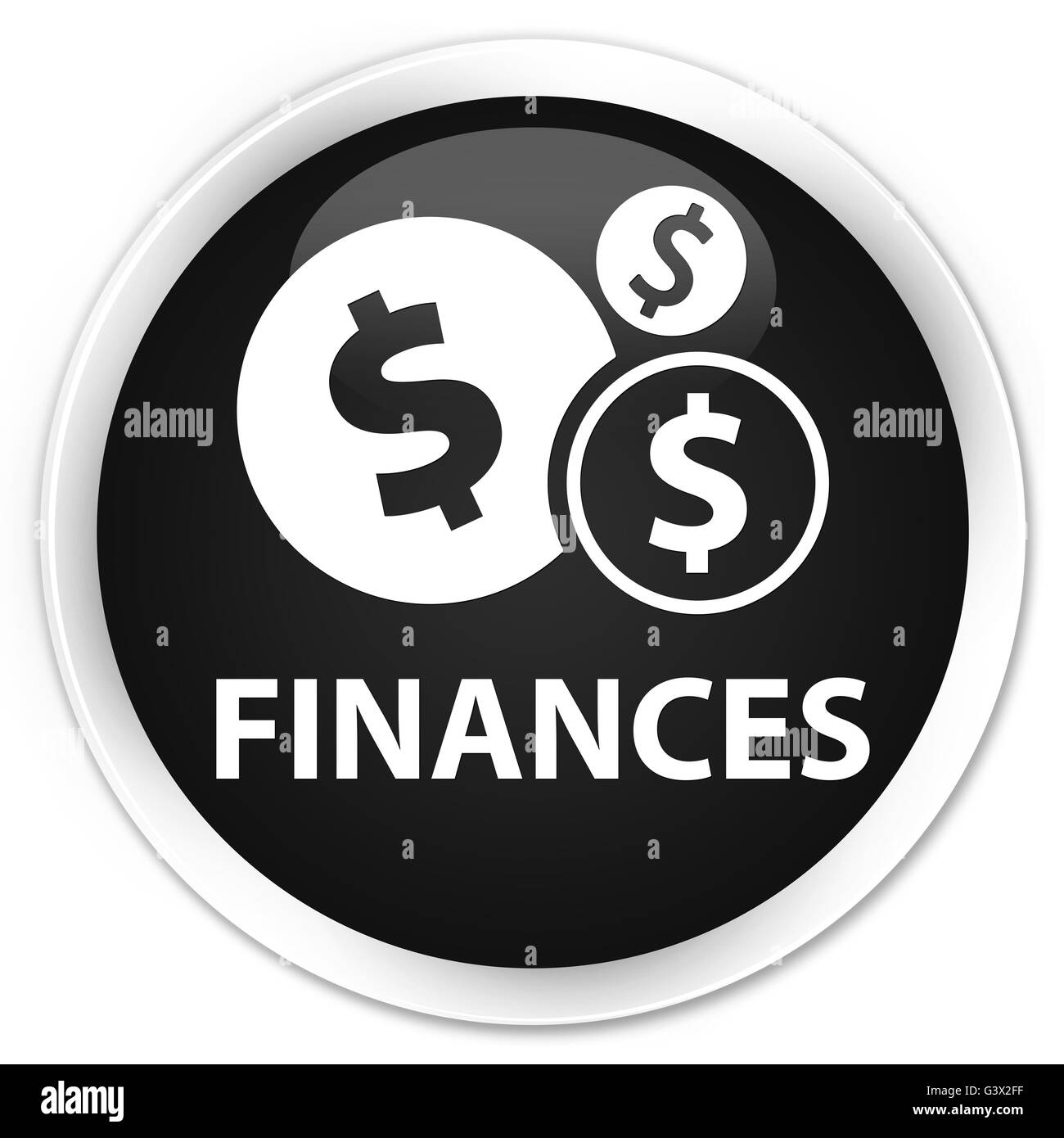 Finanzas (signo de dólar) aislados en el botón redondo negro premium Resumen ilustración Foto de stock