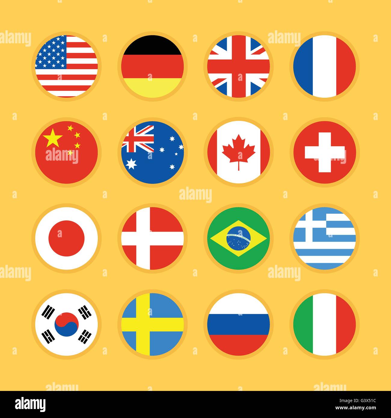 Conjunto de icono de bandera diseño plano ilustración vectorial Imagen