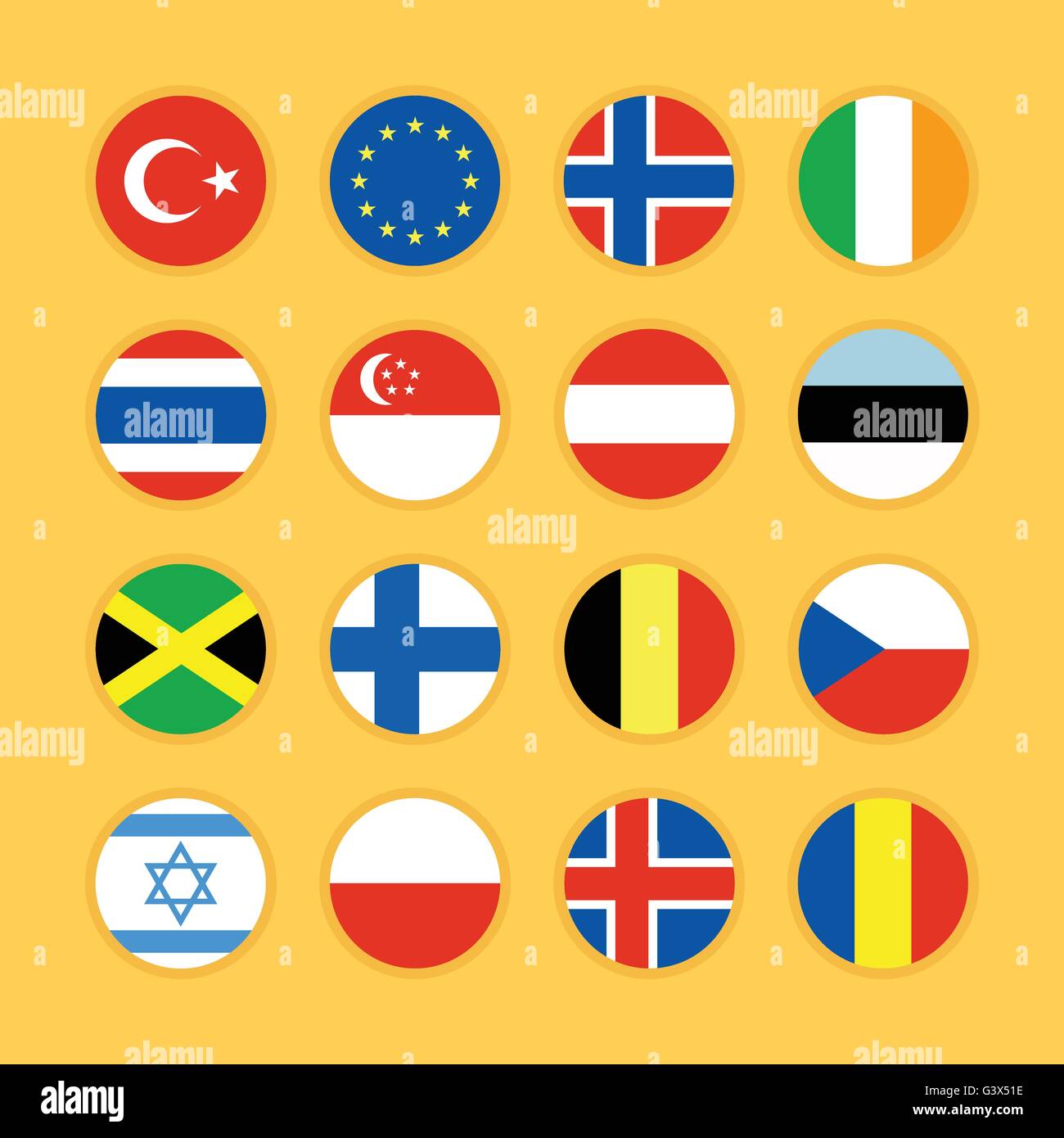 Conjunto de icono de bandera diseño plano ilustración vectorial Imagen