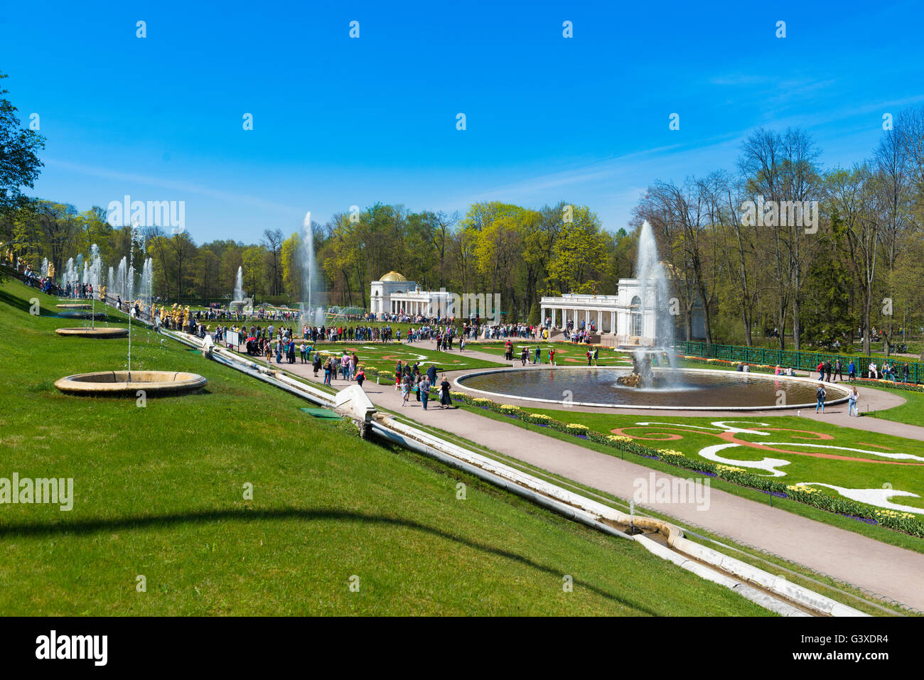 Fuentes de Peterhof, Rusia Foto de stock