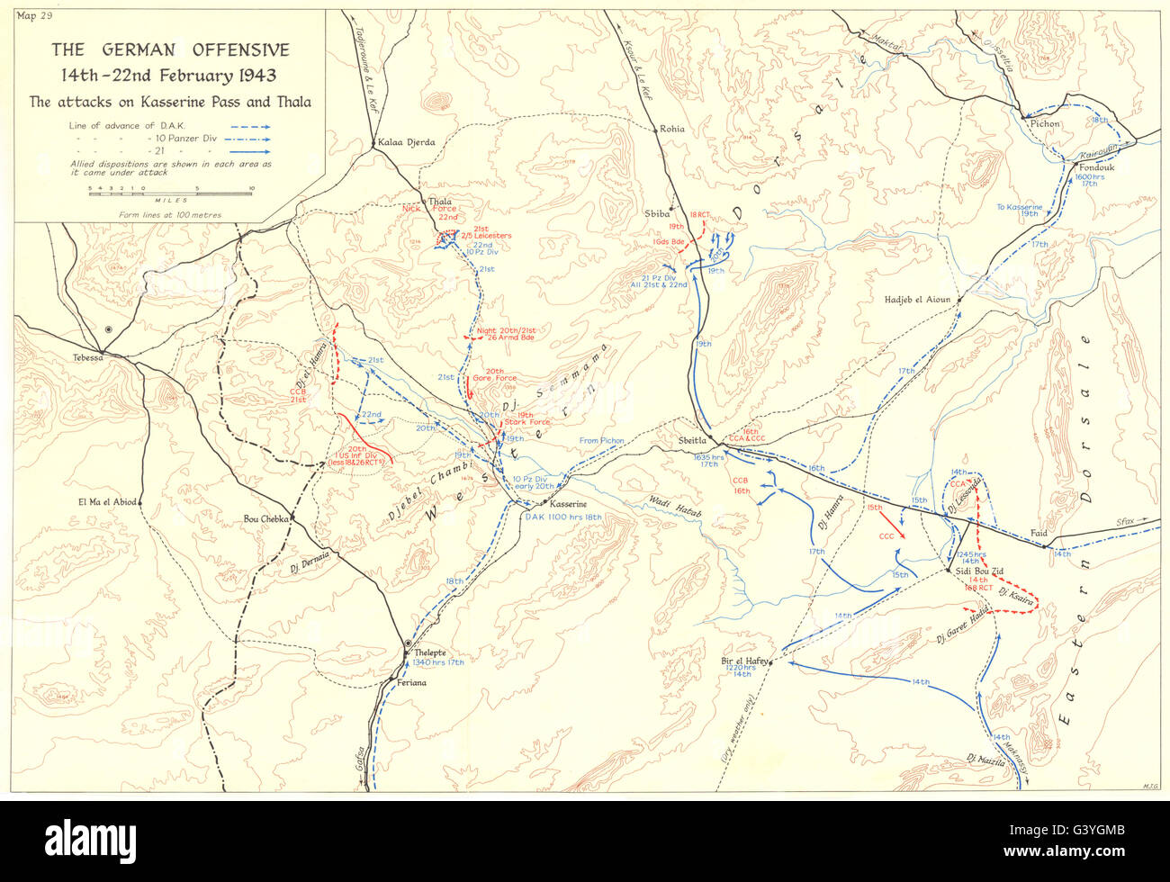 Kasserine Pass Fotograf As E Im Genes De Alta Resoluci N Alamy   Tunez Feb 1943 Sidi Bou Zid Kasserine Pass Ofensiva Alemana Thala 1966 Mapa G3ygmb 