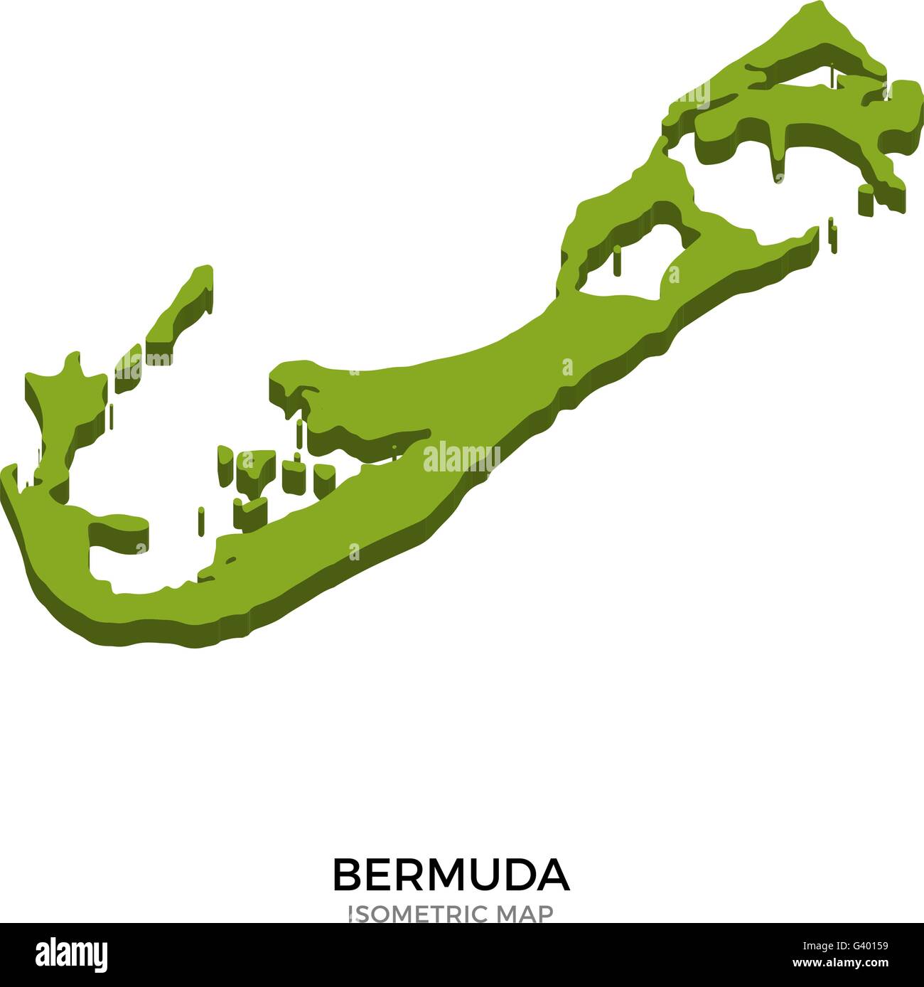 Mapa detallado de Bermudas isométrica ilustración vectorial Imagen