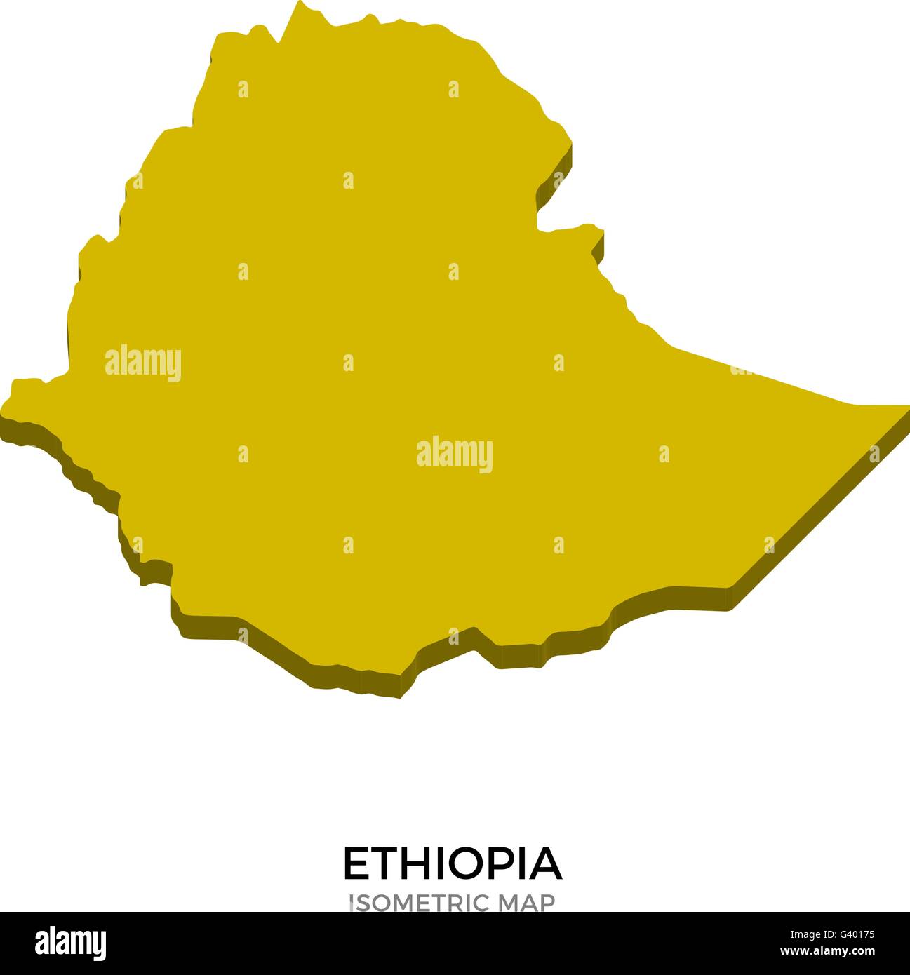 Mapa de Etiopía isométrica detallada ilustración vectorial Imagen
