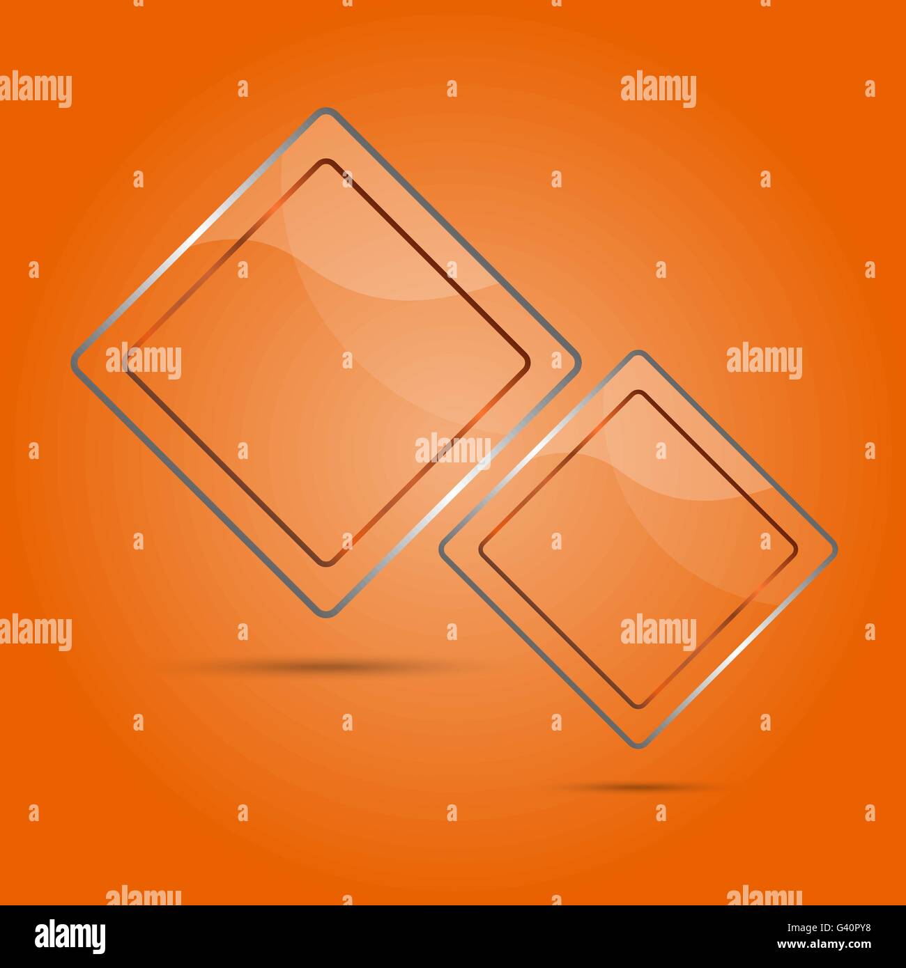 Resumen panel de vidrio con copia espacio en fondo naranja Ilustración del Vector
