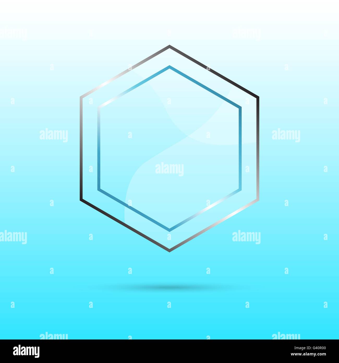 Resumen panel de cristal hexagonal con copia espacio sobre fondo azul. Ilustración del Vector