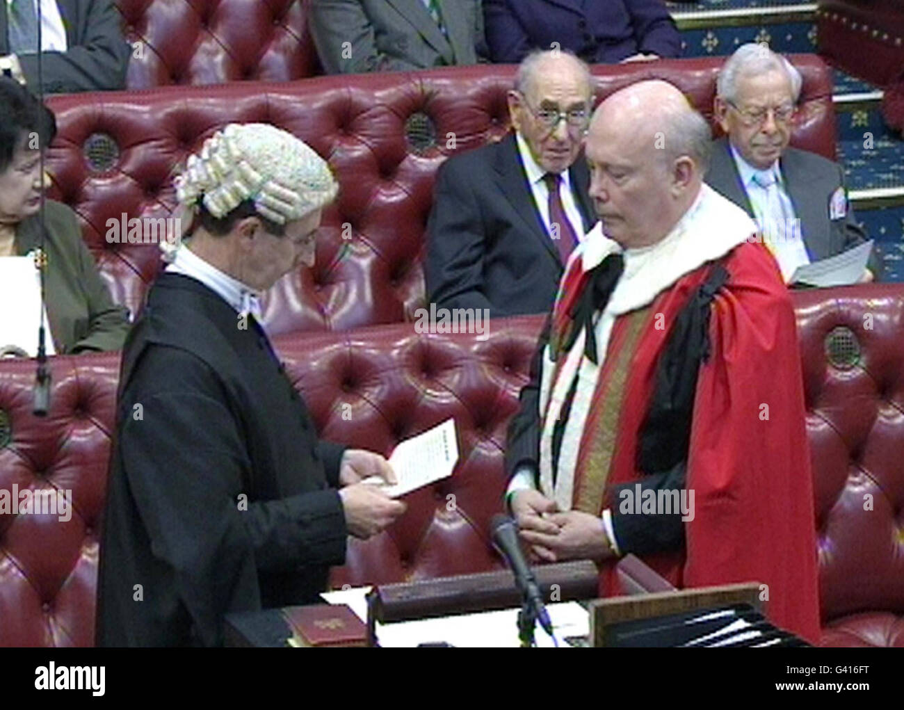 El director y guionista ganador de un Oscar, Julian Fellowes, el creador del drama del período ITV Downton Abbey toma hoy su asiento en la Cámara de los Lores como un par conservador. Foto de stock