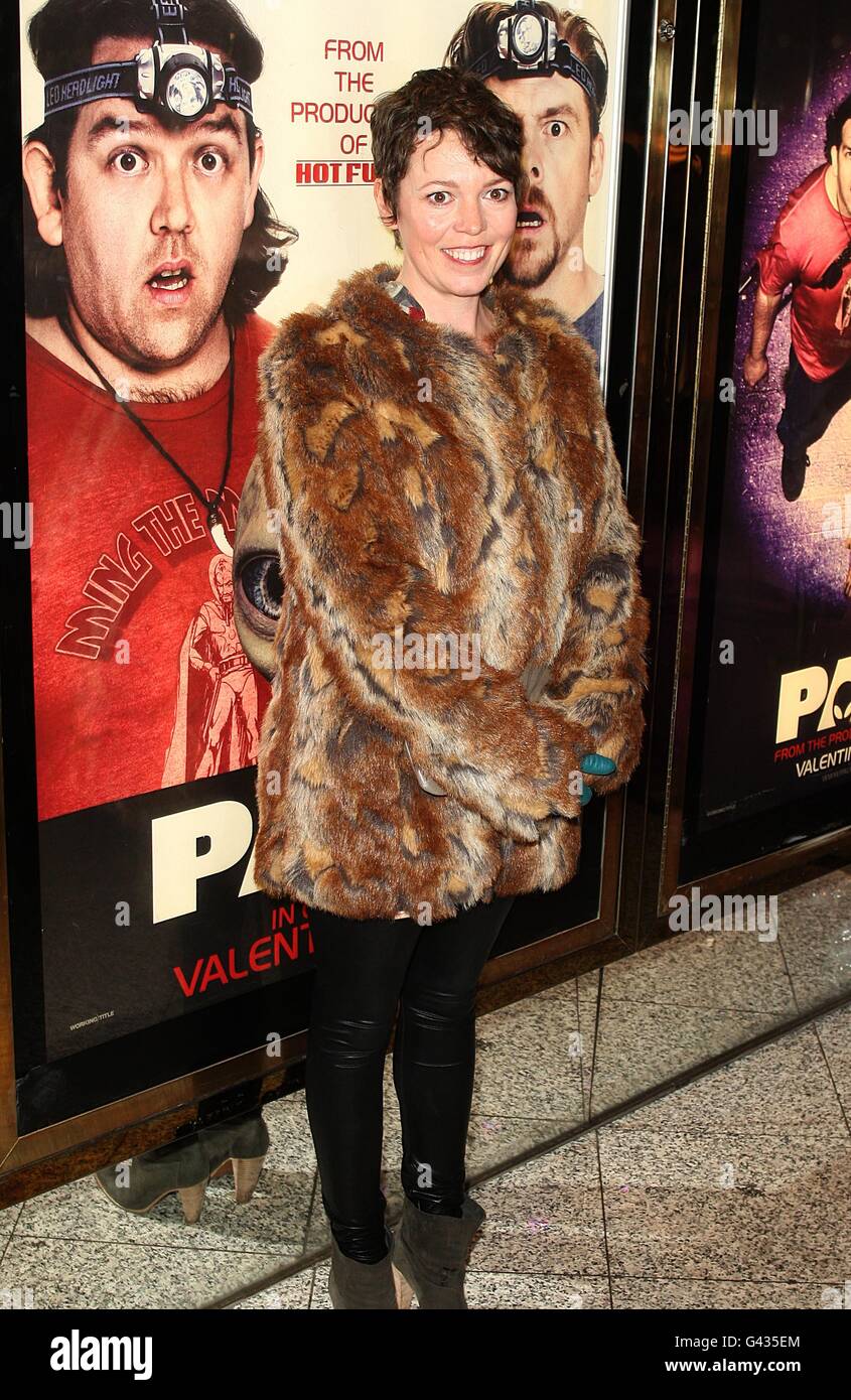 Olivia Colman llega para el estreno mundial de Paul en la plaza Empire Leicester, Londres. Foto de stock