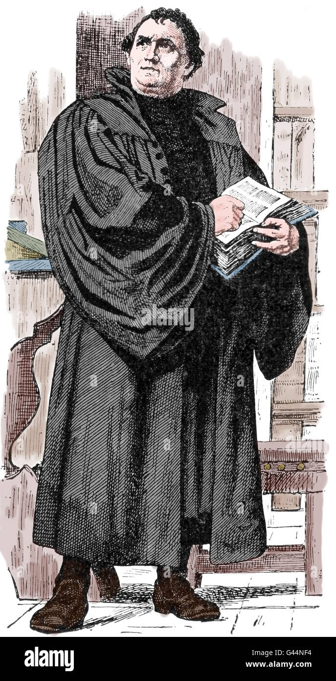 Martín Lutero (1483-1546). Reformador alemán. La figura de la Reforma Protestante. Grabado, 19C. Foto de stock