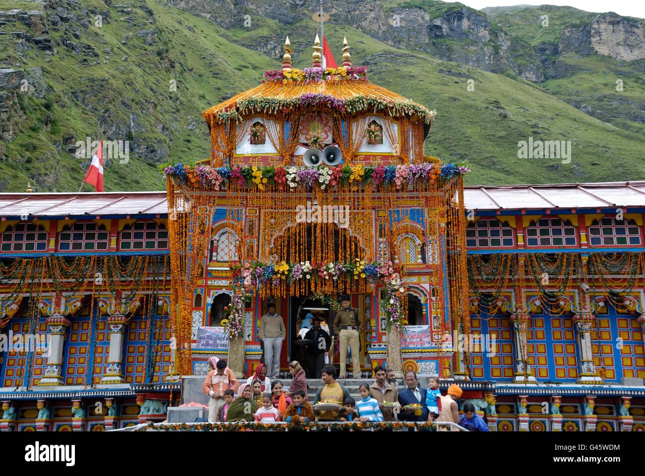 Badrinath, uno de los santos el centro de peregrinación para los hindúes, Uttarakhand, India Foto de stock