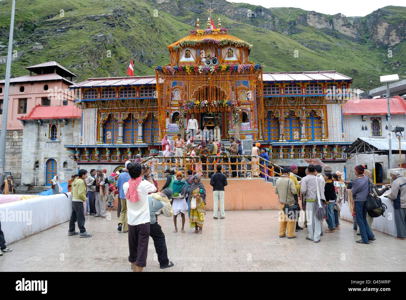 Badrinath, uno de los santos el centro de peregrinación para los hindúes, Uttarakhand, India Foto de stock