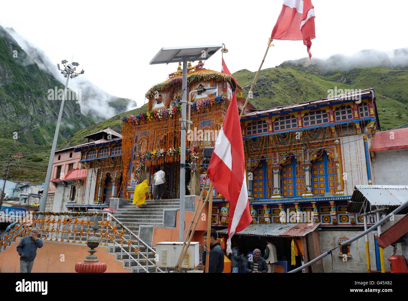 Badrinath, uno de los santos el centro de peregrinación para los hindúes, Uttarakhand, India Foto de stock