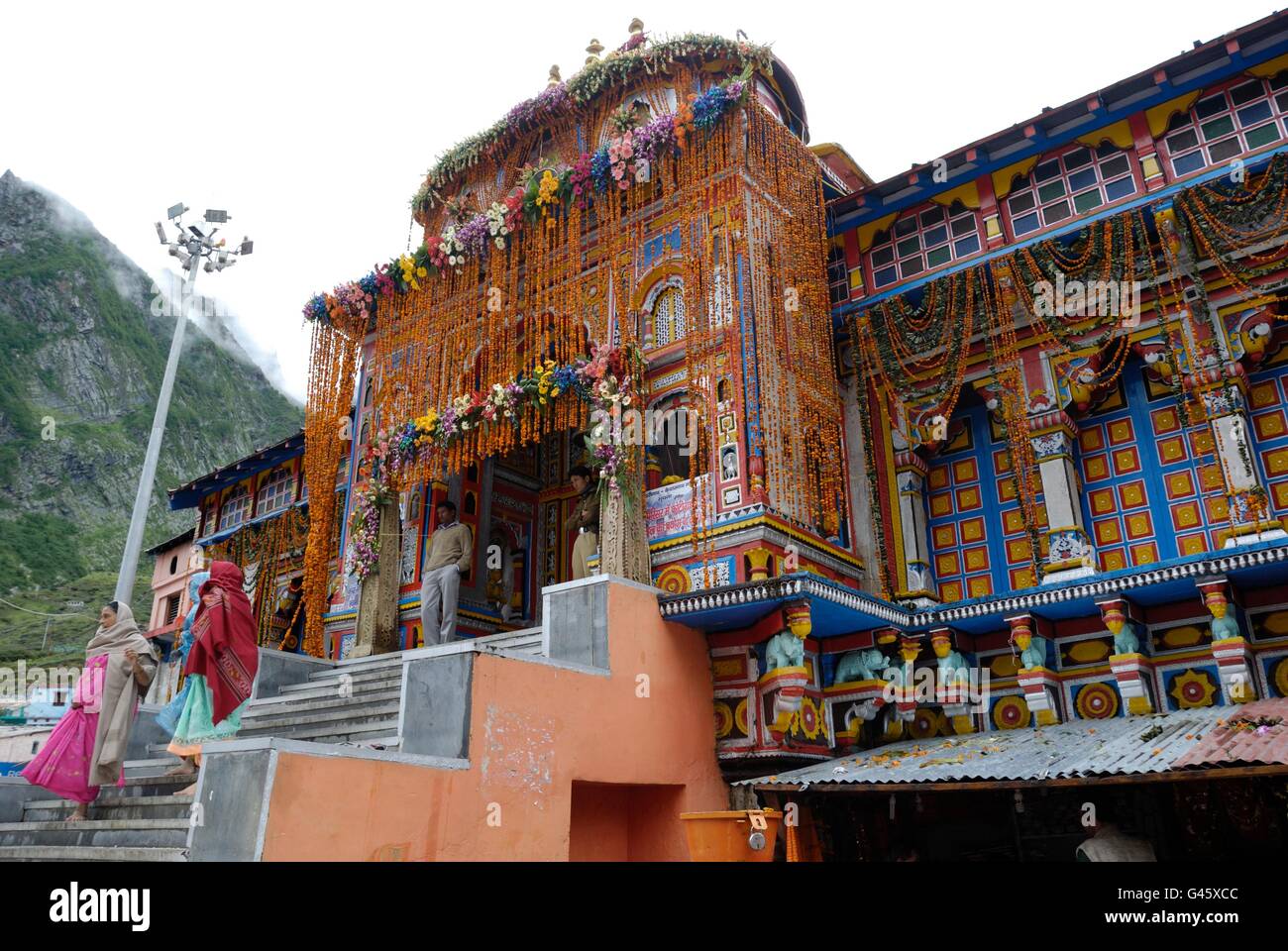 Badrinath, uno de los santos el centro de peregrinación para los hindúes, Uttarakhand, India Foto de stock