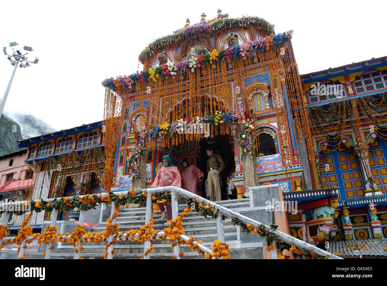 Badrinath, uno de los santos el centro de peregrinación para los hindúes, Uttarakhand, India Foto de stock