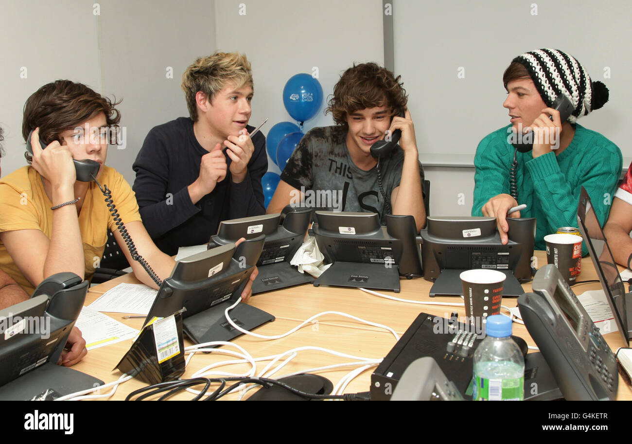 Banda de chicos en una dirección (de izquierda a derecha) Harry Styles,  Niall Horan, Liam Payne y Louis Tomlinson durante Capital FM's Help A  Capital Child Appeal, en Global Radio en Leicester