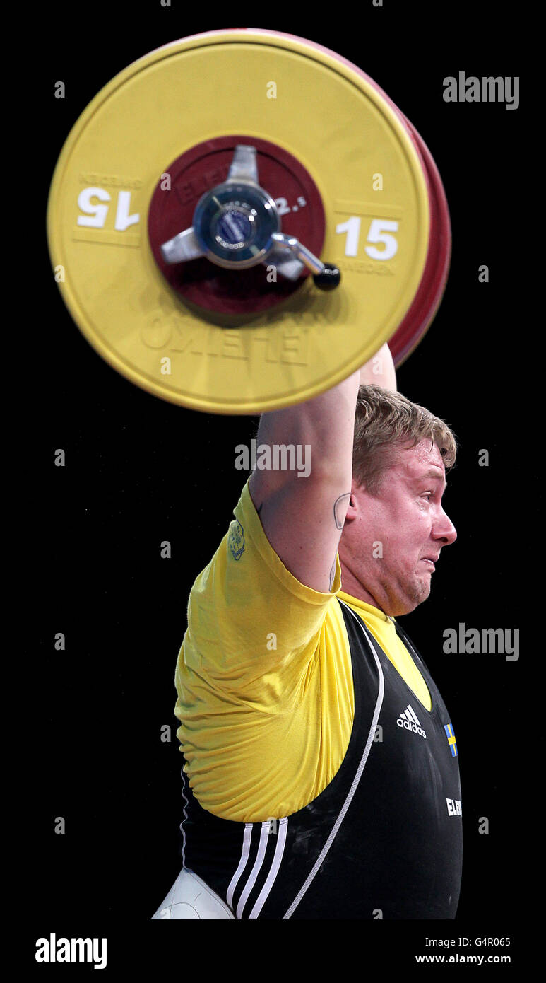 Olimpiadas - Weightlifting - London 2012 Test Event - Day Two - Excel Arena. Jim Gyllenhammar, Suecia Foto de stock