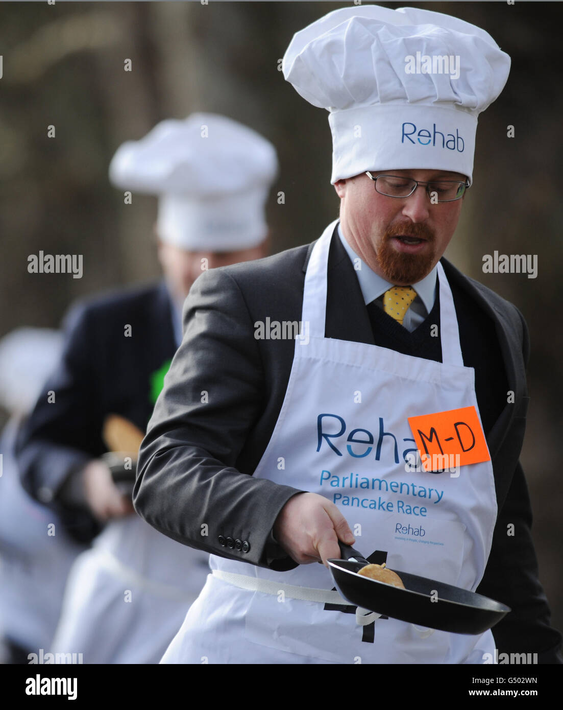 Rehab anual parlamentario del Reino Unido Pancake Race Foto de stock