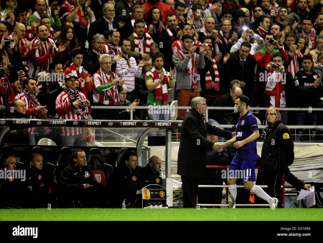 - Fútbol UEFA Europa League - Ronda de 16 - Segunda Parte - Athletic Bilbao v Manchester United - San Mames Foto de stock