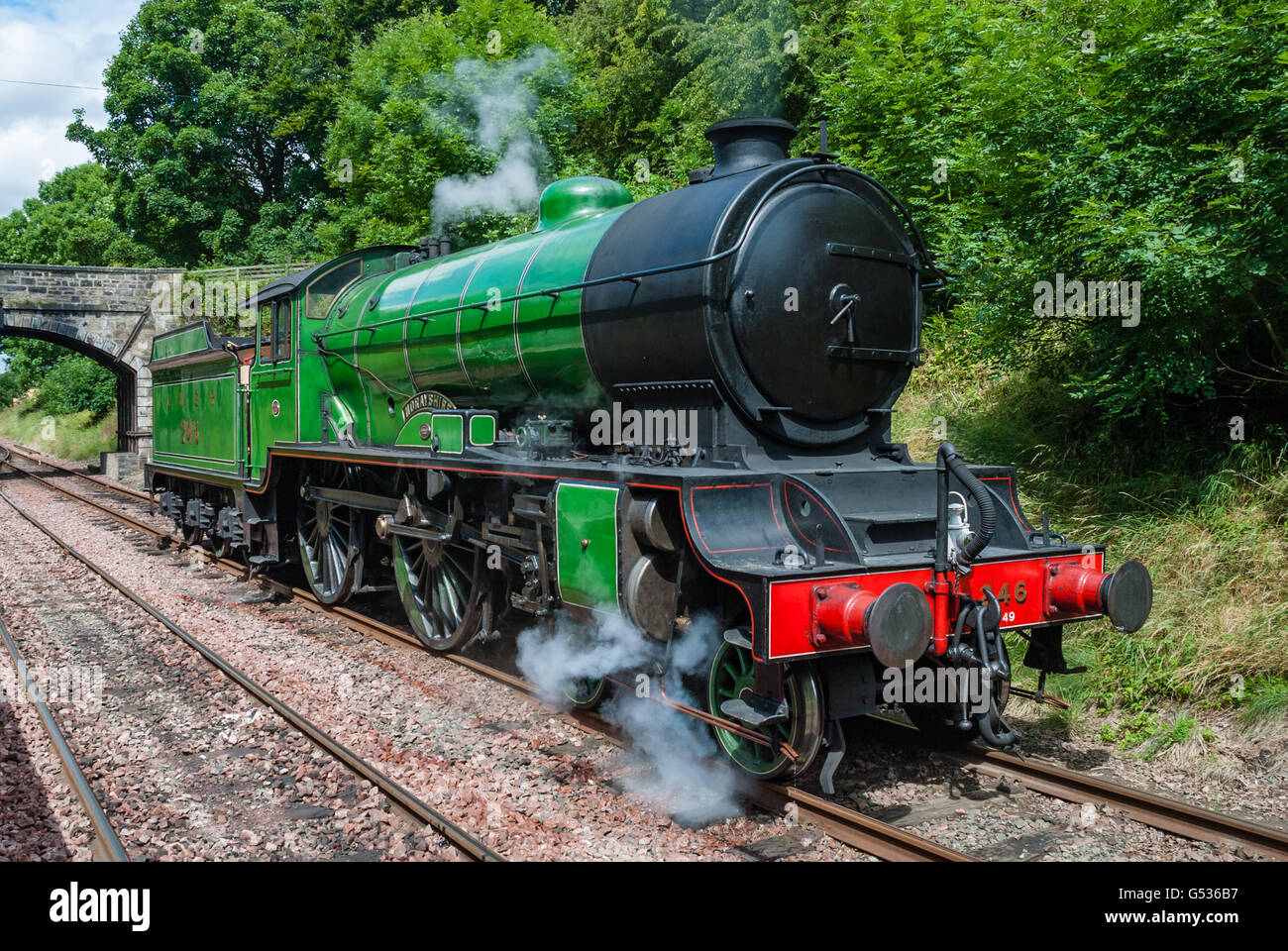 Reino Unido, Escocia, Falkirk, Bo'ness, Boness y Kinneil Railway, la histórica locomotora Foto de stock