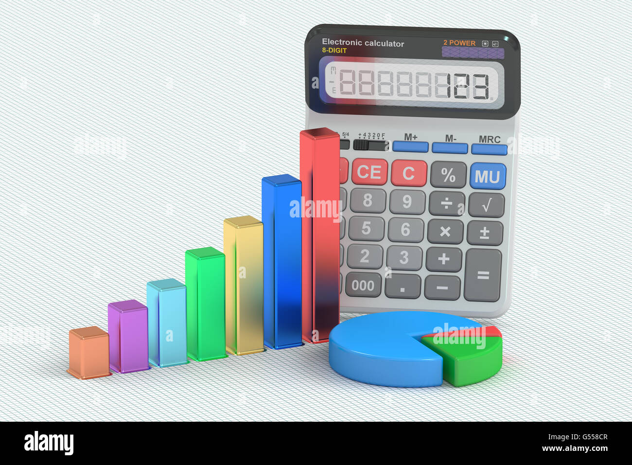 Negocios, finanzas, estadística y contabilidad bancaria, concepto 3D rendering Foto de stock